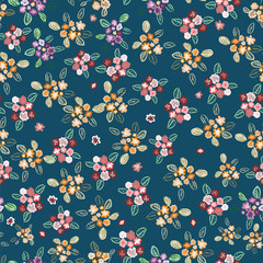Abstract seamless pattern of cute hand painted simple flowers - 280358518