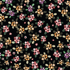 Abstract seamless pattern of cute hand painted simple flowers - 280358526