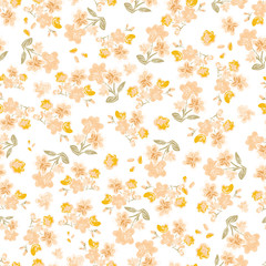 Abstract seamless pattern of cute hand painted simple flowers - 280358556