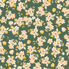 Abstract seamless pattern of cute hand painted simple flowers - 280358579