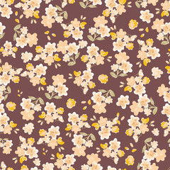 Abstract seamless pattern of cute hand painted simple flowers - 280358588