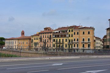 A view of the architecture of the city of Pisa in Italy.