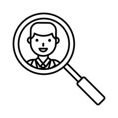 View face with magnifying glass vector illustration, line style icon