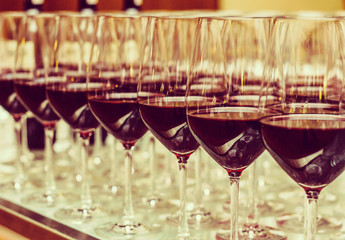 glasses of wine at the bar