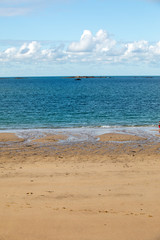 Beautiful sandy beach on the Emerald coast between Saint Malo and Cancale. Brittany, France