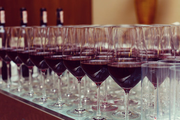 glasses of wine at the bar