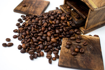 aroma coffee beans on white background