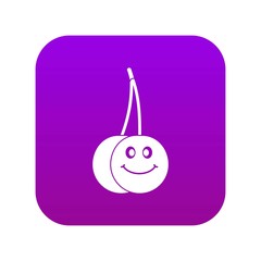 Ripe smiling cherry icon digital purple for any design isolated on white vector illustration