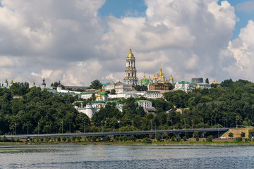 Kyiv cityscape with with Kiev Pechersk Lavra monastery, Ukraine. Kiev Pechersk Lavra or the Kiev Monastery of the Caves.