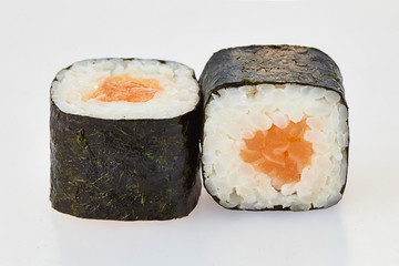 sushi in nori leaves with salmon cucumbers avocado cheese © Сергей Кристев
