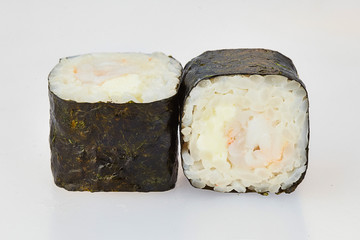 sushi in nori leaves with salmon cucumbers avocado cheese