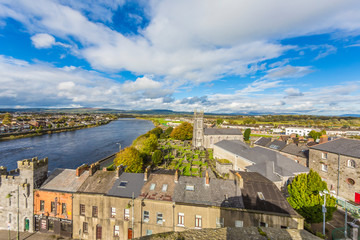 View on Limerick old town from city wall