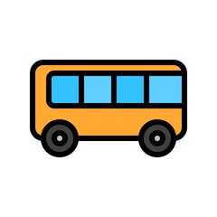 editable stroke icon of bus transport in flat design.