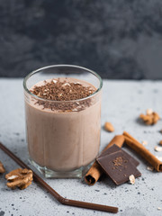 Milk Chocolate smoothie with cocoa nuts cinnamon