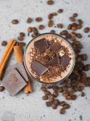 Milk Chocolate smoothie with cocoa nuts cinnamon