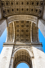 The vault of the Arc de Triomphe in Paris, France, seen from below.