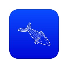Fish icon blue vector isolated on white background