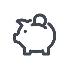 Piggy bank bold line icon.