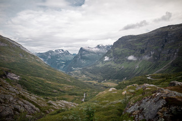 mountain landscape with river in norway