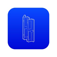 Folding door icon blue vector isolated on white background