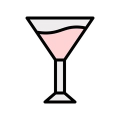 wine glass editable stroke icon in filled design.