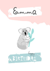 Hand drawn abstract pastel baby shower card with brush confetti