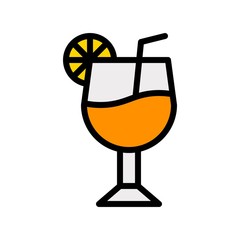 orange juice glass editable stroke icon in filled design.