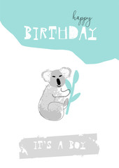 Hand drawn abstract pastel baby shower card with brush confetti