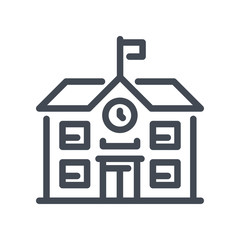 School and university building vector line icon.