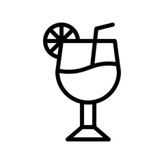 fresh orange juice glass beverage editable outline icon.