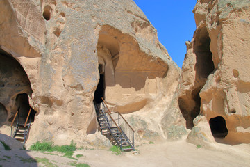 Ancient monastery Selime carved into the mountains of Cappadocia.