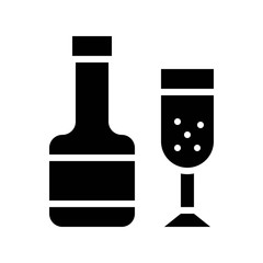 alcohol wine glass and bottle beverage solid icon.