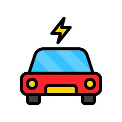 flash sign and car,filled outline icon editable stroke