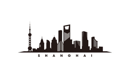 Shaghai skyline and landmarks silhouette vector