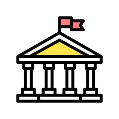 parliament building editable stroke icon of business place in filled design.