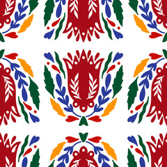 Seamless pattern flower traditional. Nature folk ornament. Ethno boho style.Hand drawing.