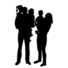 isolated, family silhouette, parents and children