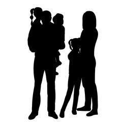 vector, isolated, family silhouette, parents and children