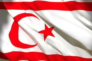 Turkish Republic of Northern Cyprus flag waving