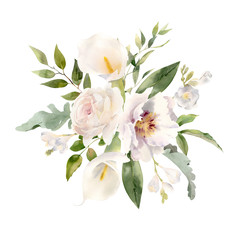 Beautiful handpainted watercolor floral arrangement - obrazy, fototapety, plakaty
