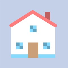residential house property exterior view building flat design icon.