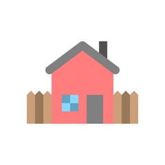 residential house property exterior view building flat design icon.