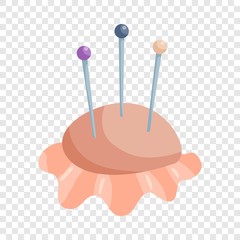 Pincushion with pins icon. Cartoon illustration of pincushion with pins vector icon for web