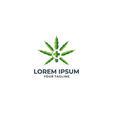 Marijuana leaves flat vector color icon template