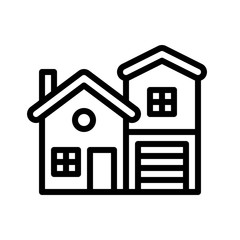 residential house property exterior view building editable outline icon.