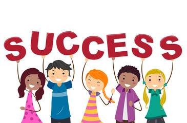 Stickman Teens Success Text Illustration