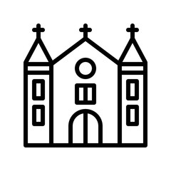 Christianity religious catholic church building editable outline icon.