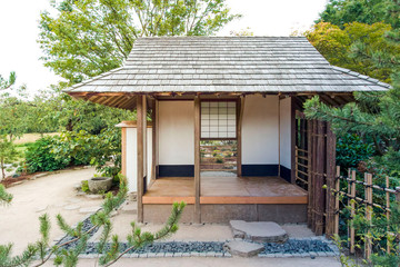 japanese classic shed in garden
