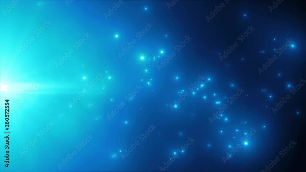Poster Abstract Light Particle Background Flowing Loop/ 4k animation of an abstract beautiful shining light particle background seamless looping
