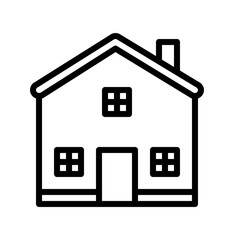 residential house property exterior view building editable outline icon.
